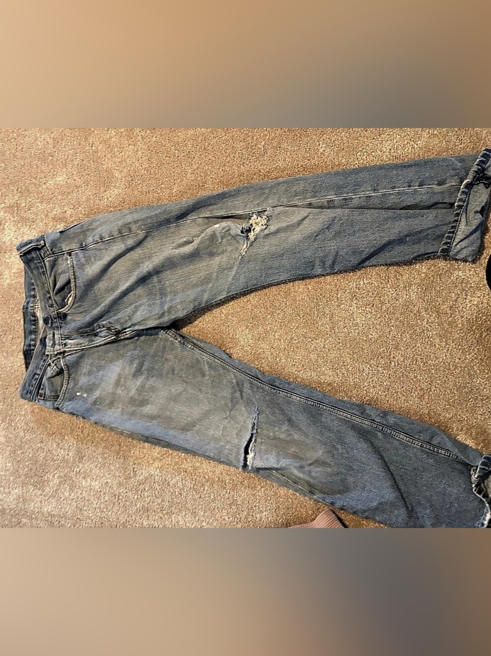 Levi's 501 Distressed Straight Leg Jeans in Blue Waist 33- customized criss cros